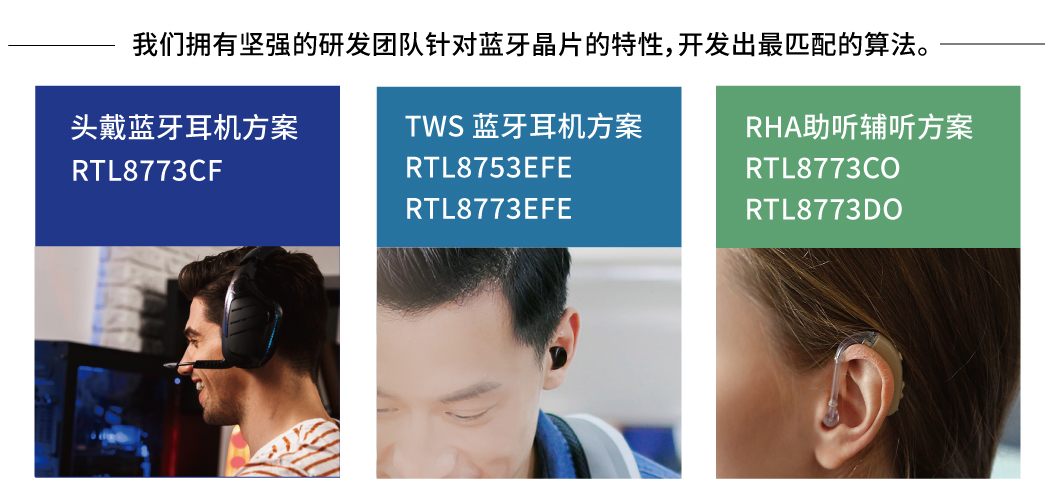 头戴蓝牙耳机方案RTL8773CF，TWS蓝牙耳机方案RTL8753EFE/RTL8773EFE，RHA助听辅听方案RTL8773CO/RTL8772DO
